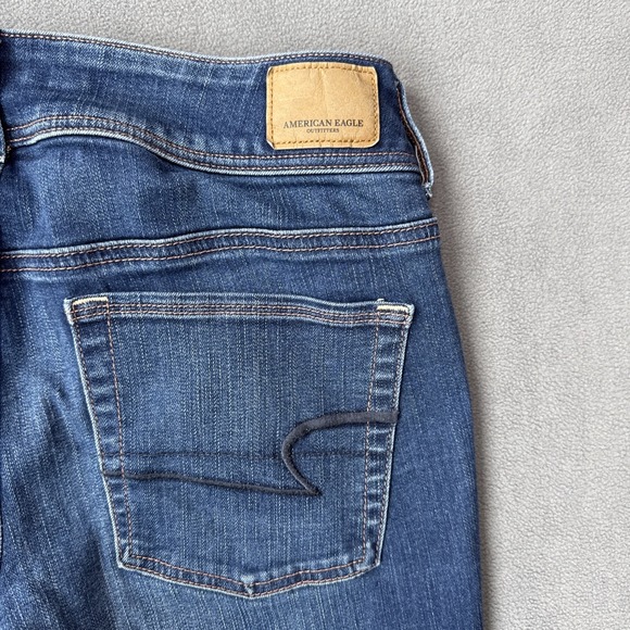 American Eagle Jeans Womens 8 Blue Kick Boot Mid Rise Super Stretch Medium Wash - Picture 11 of 13